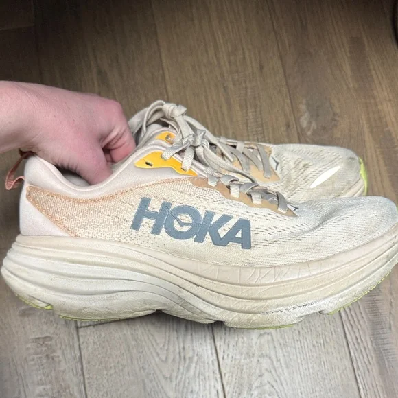 Hoka Women's Tan and Orange bondi athletic Shoes - Picture 2 of 4
